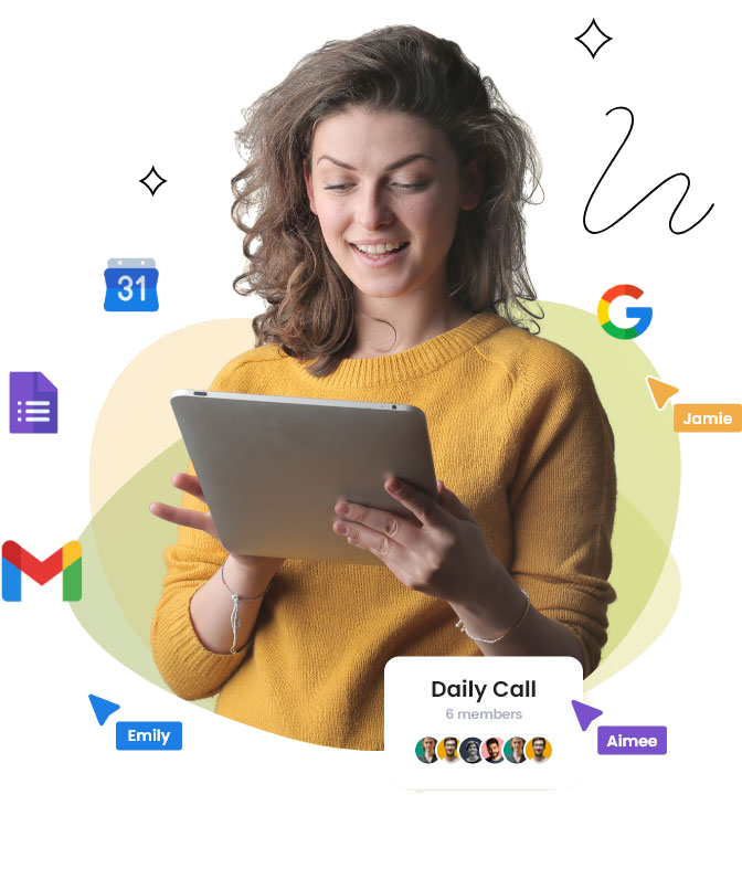 Eine Person, die mit Google-Tools wie Gmail, Kalender oder Forms arbeitet.